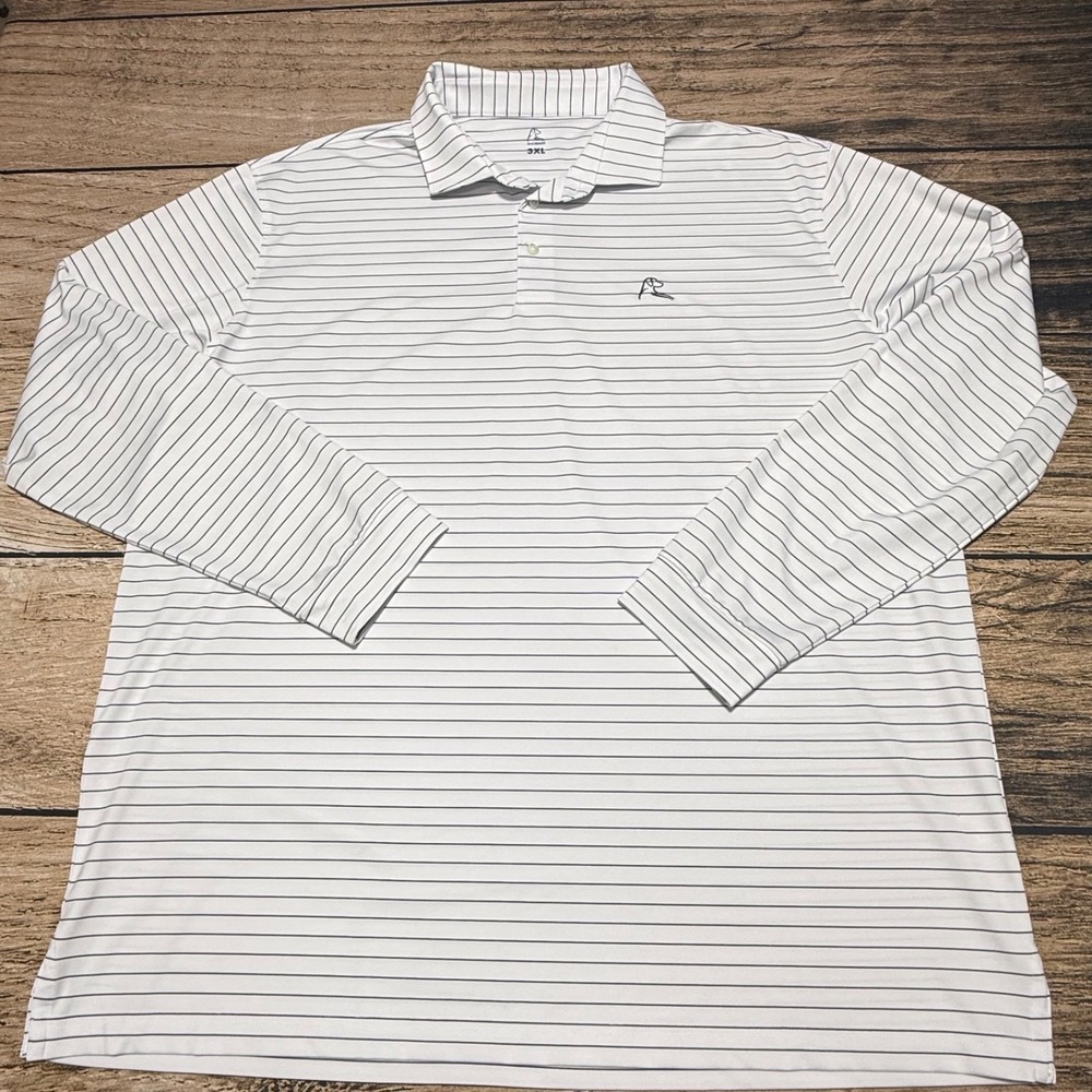 Rhoback Polo Shirt Mens 3XL White Long Sleeve Performance Performance Golf Shirt - Picture 1 of 7